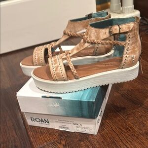 Tan Platform Sandals with Ankle Strap by Roan by BedStu 8